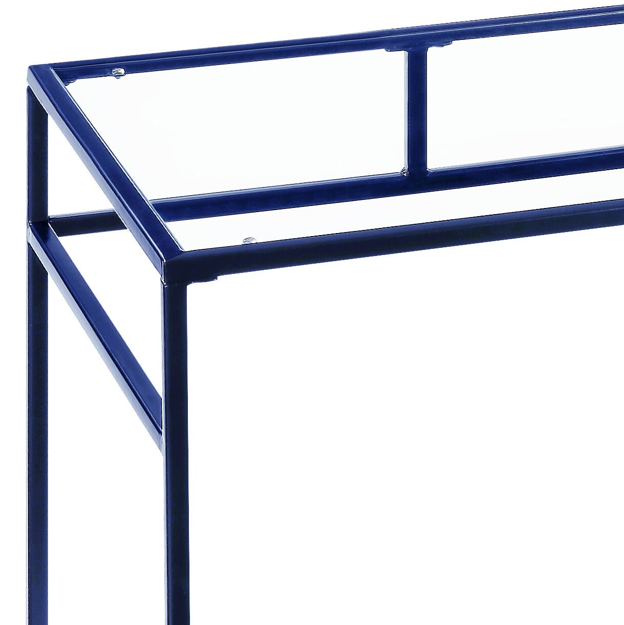 Yasin Glass Top & Blue Finish Writing Desk - 1st Choice Furniture Direct