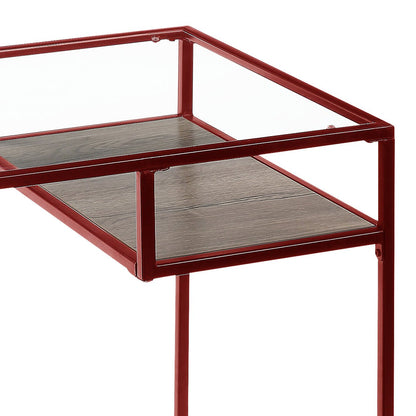 Yasin Glass Top & Red Finish Writing Desk - 1st Choice Furniture Direct