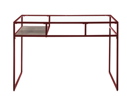 Yasin Glass Top & Red Finish Writing Desk - 1st Choice Furniture Direct