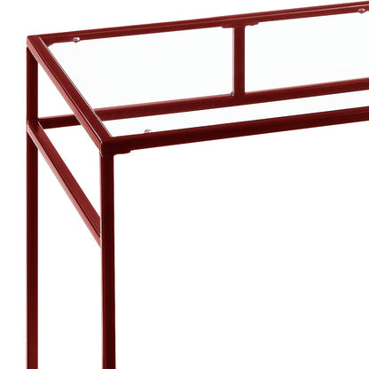 Yasin Glass Top & Red Finish Writing Desk - 1st Choice Furniture Direct