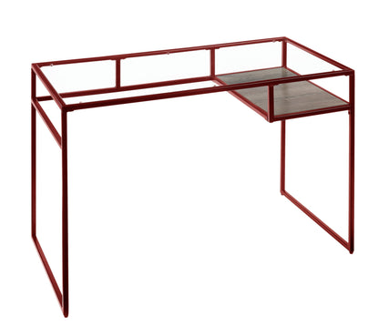 Yasin Glass Top & Red Finish Writing Desk - 1st Choice Furniture Direct