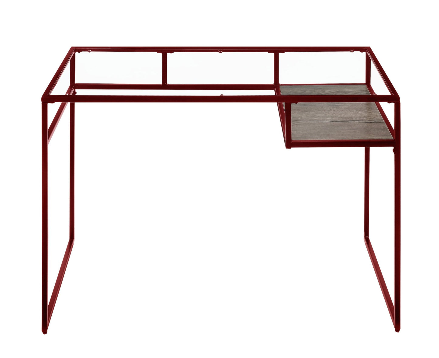 Yasin Glass Top & Red Finish Writing Desk - 1st Choice Furniture Direct
