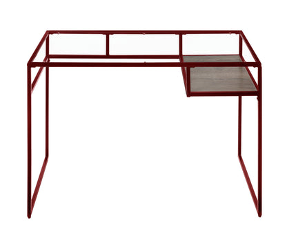 Yasin Glass Top & Red Finish Writing Desk - 1st Choice Furniture Direct