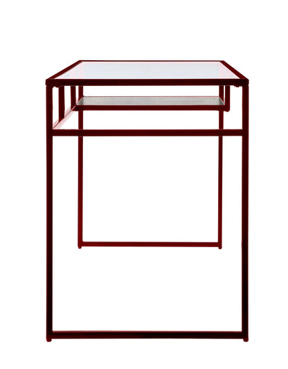 Yasin Glass Top & Red Finish Writing Desk - 1st Choice Furniture Direct