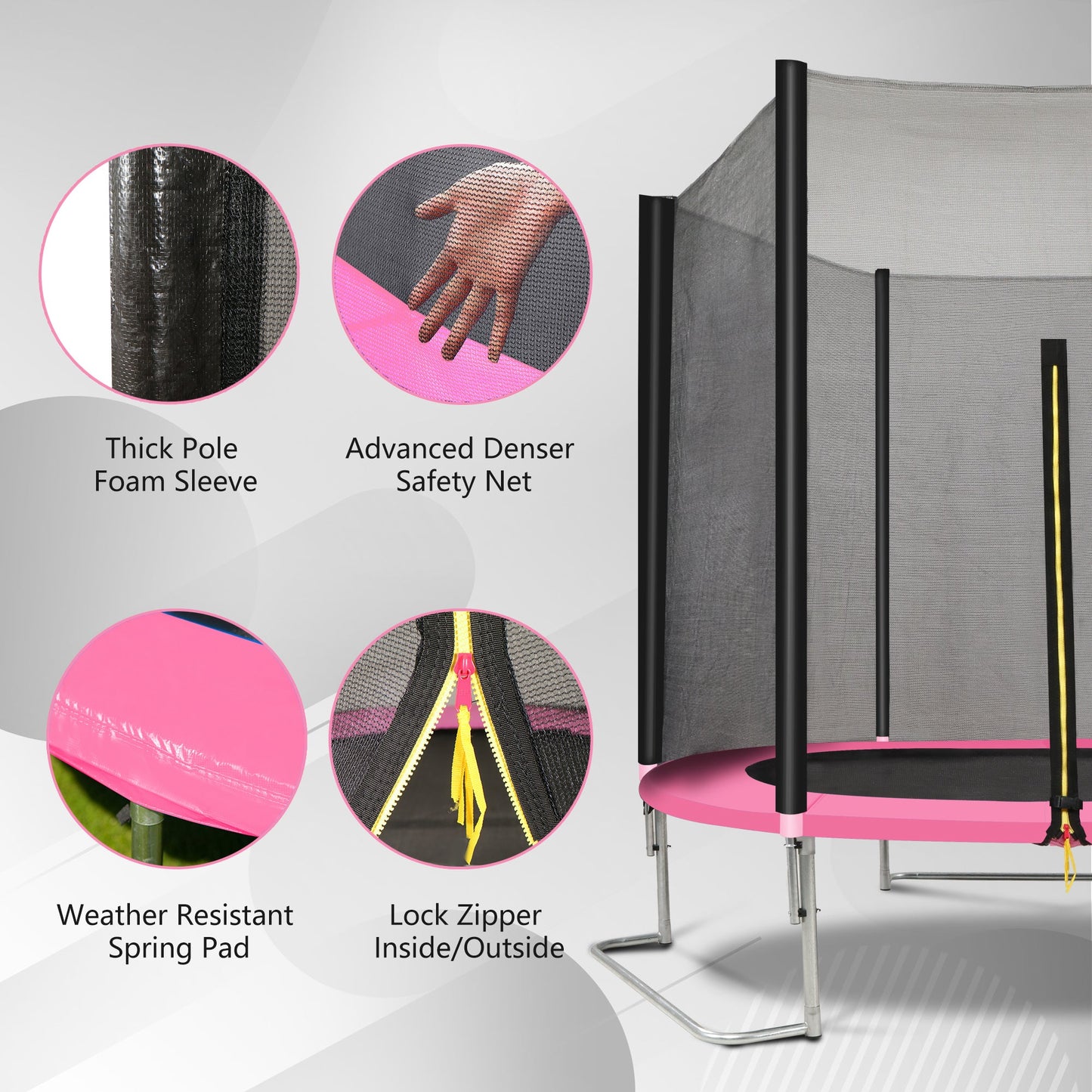YC 8FT Trampoline Outer Net - Pink and black - 1st Choice Furniture Direct