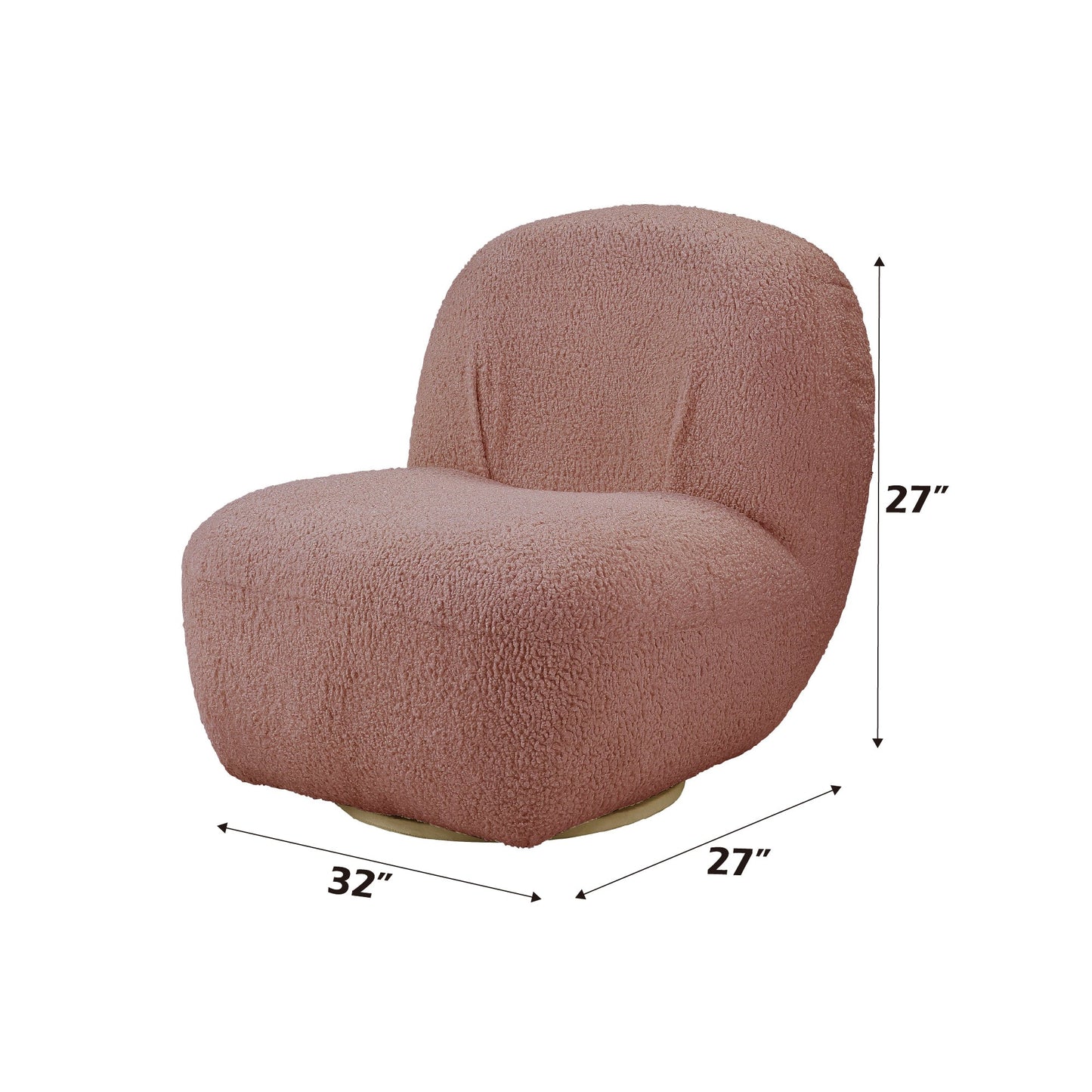 Yedaid Pink Teddy Sherpa Accent Chair W/Swivel - 1st Choice Furniture Direct