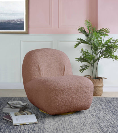 Yedaid Pink Teddy Sherpa Accent Chair W/Swivel - 1st Choice Furniture Direct