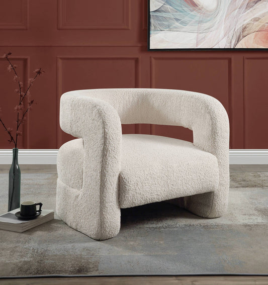 Yitua White Teddy Sherpa Accent Chair - 1st Choice Furniture Direct