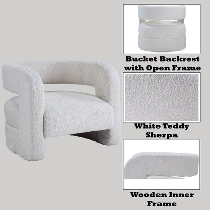 Yitua White Teddy Sherpa Accent Chair - 1st Choice Furniture Direct
