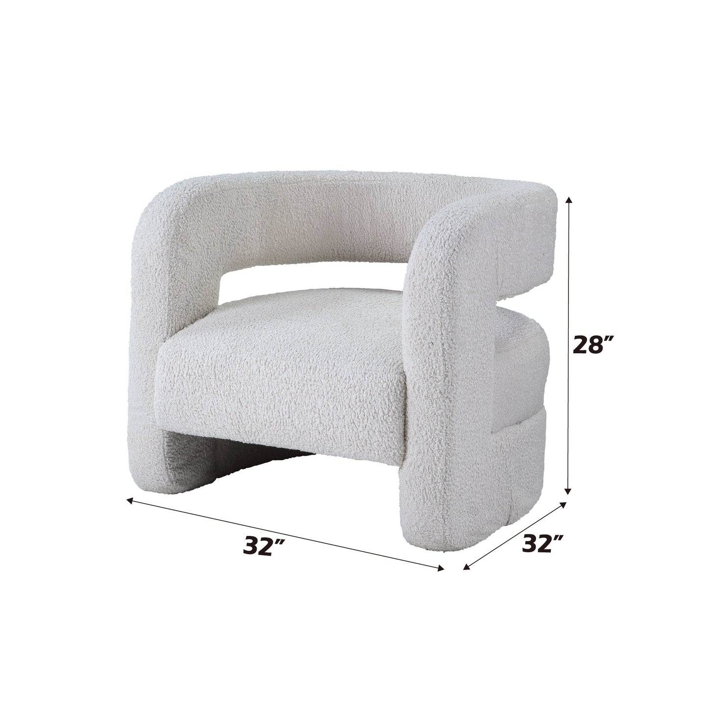 Yitua White Teddy Sherpa Accent Chair - 1st Choice Furniture Direct