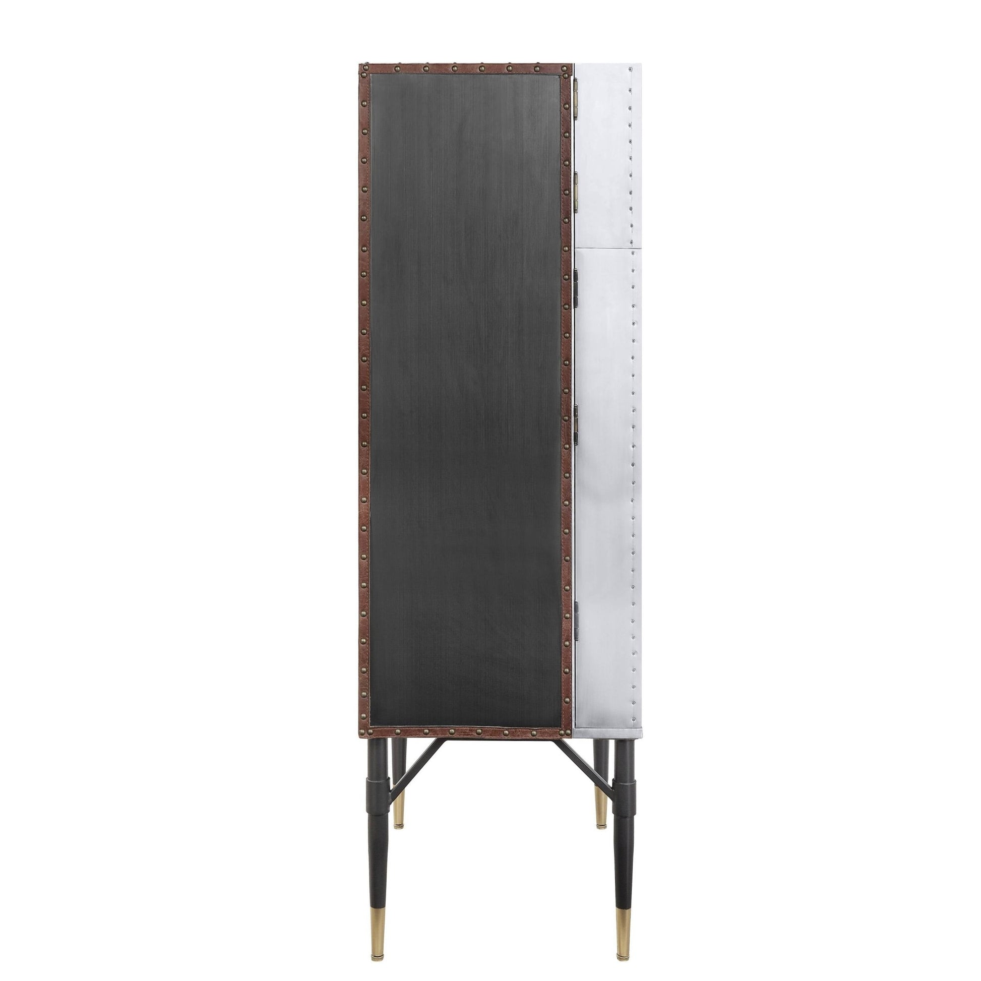 Yoela Leather & Aluminum Wine Cabinet - 1st Choice Furniture Direct