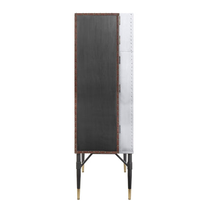 Yoela Leather & Aluminum Wine Cabinet - 1st Choice Furniture Direct