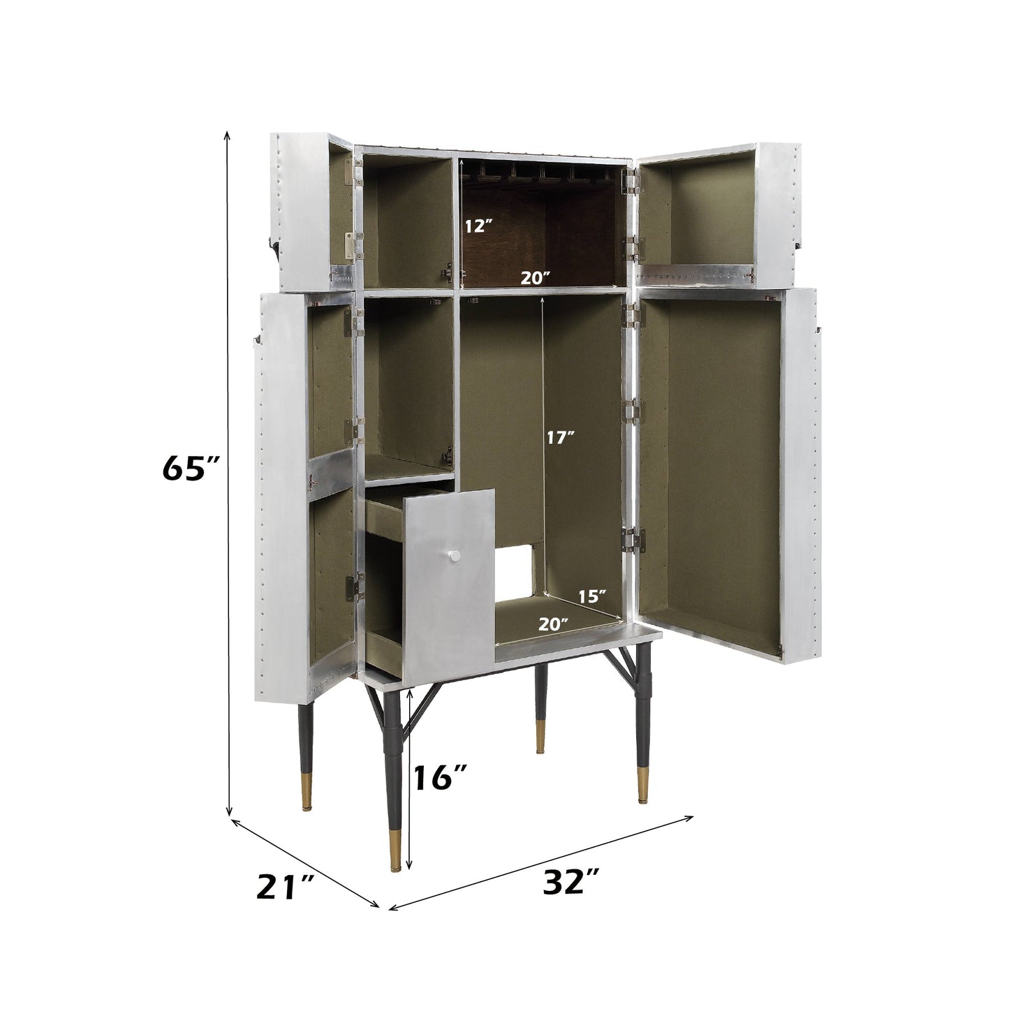 Yoela Leather & Aluminum Wine Cabinet - 1st Choice Furniture Direct