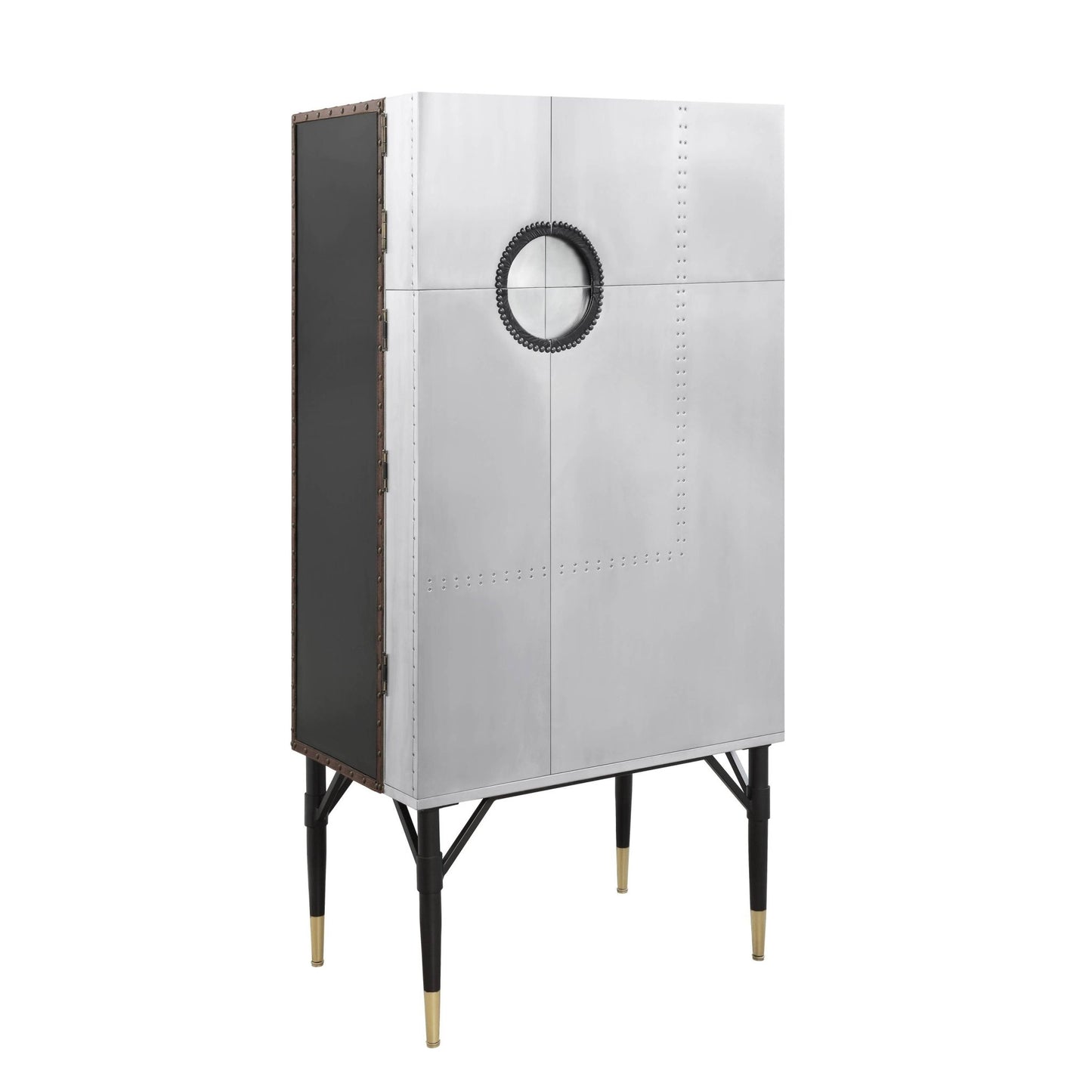 Yoela Leather & Aluminum Wine Cabinet - 1st Choice Furniture Direct