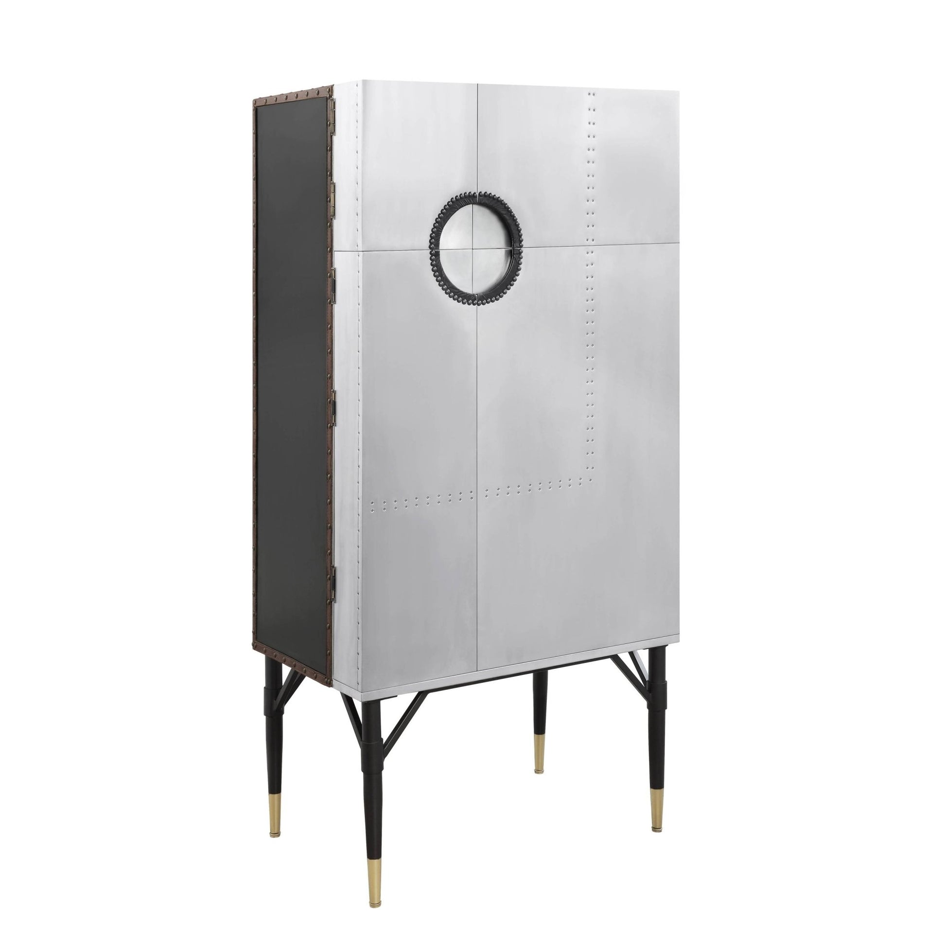 Yoela Leather & Aluminum Wine Cabinet - 1st Choice Furniture Direct
