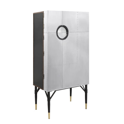 Yoela Leather & Aluminum Wine Cabinet - 1st Choice Furniture Direct