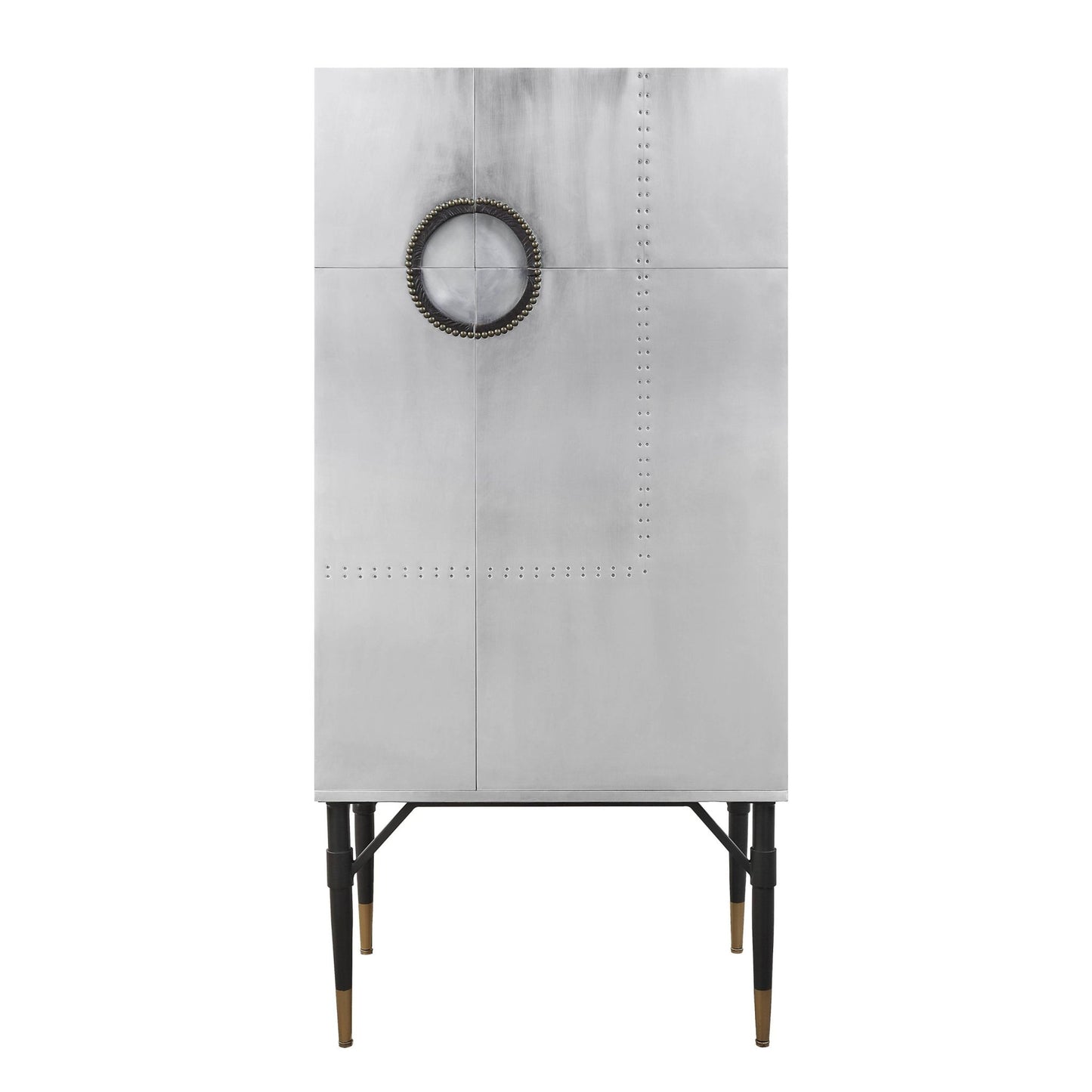 Yoela Leather & Aluminum Wine Cabinet - 1st Choice Furniture Direct