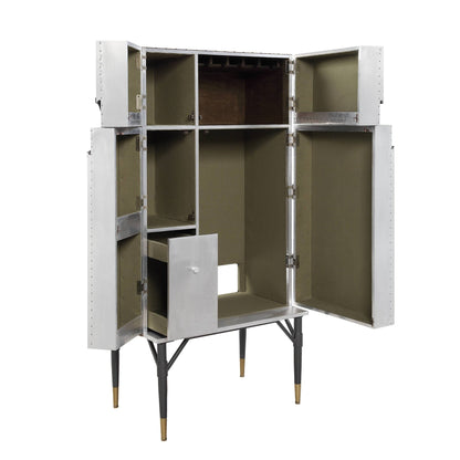 Yoela Leather & Aluminum Wine Cabinet - 1st Choice Furniture Direct