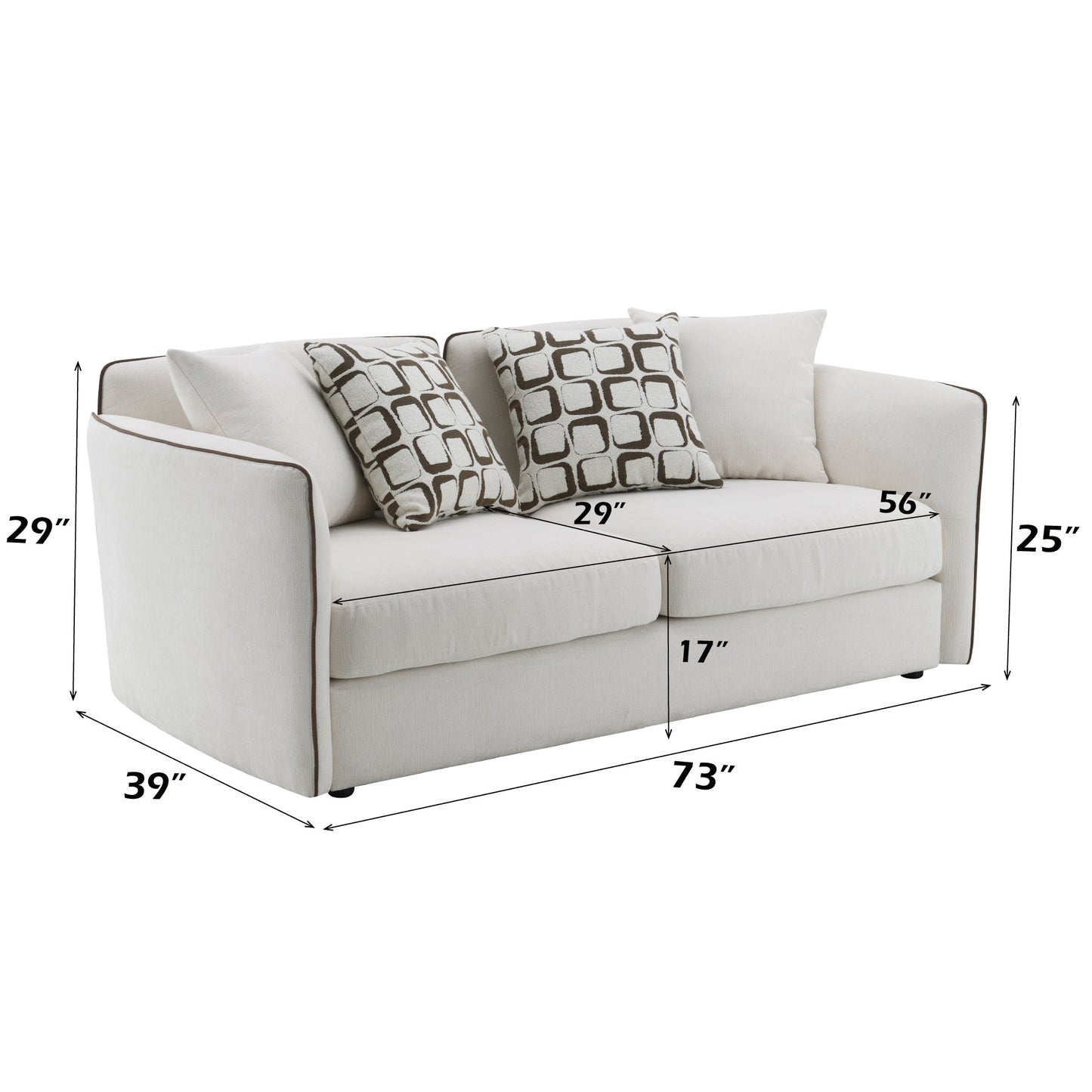 Yolanda Beige Chenille Loveseat w/4 Pillows - 1st Choice Furniture Direct