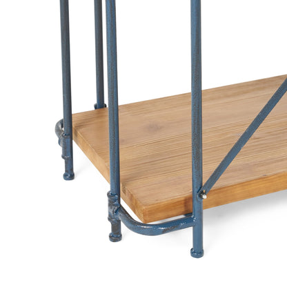 Yorktown Industrial 5 - Shelf Bookcase with Metal Pipework and Solid Fir in Natural Finish - 1st Choice Furniture Direct
