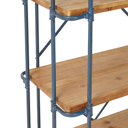 Yorktown Industrial 5 - Shelf Bookcase with Metal Pipework and Solid Fir in Natural Finish - 1st Choice Furniture Direct
