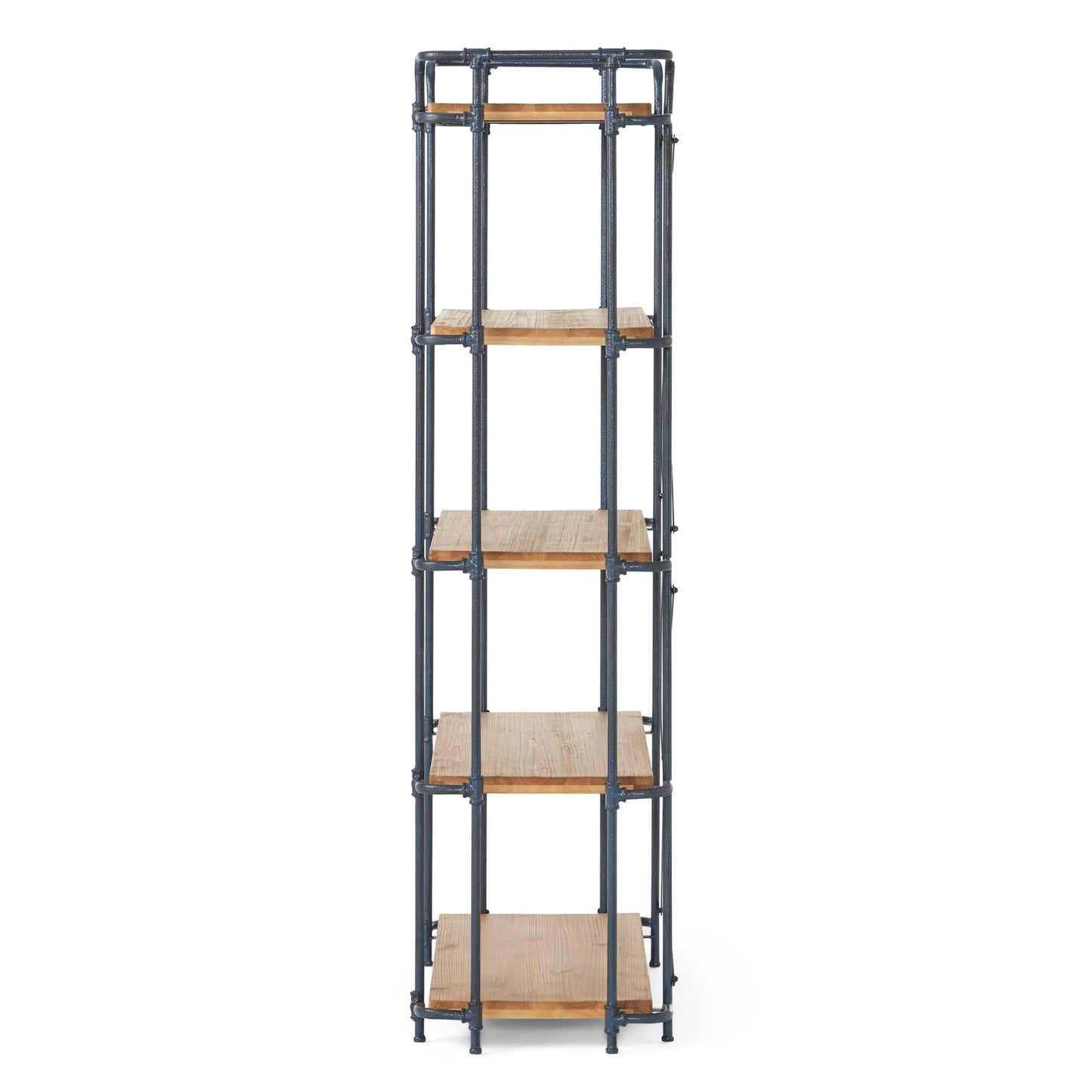 Yorktown Industrial 5 - Shelf Bookcase with Metal Pipework and Solid Fir in Natural Finish - 1st Choice Furniture Direct