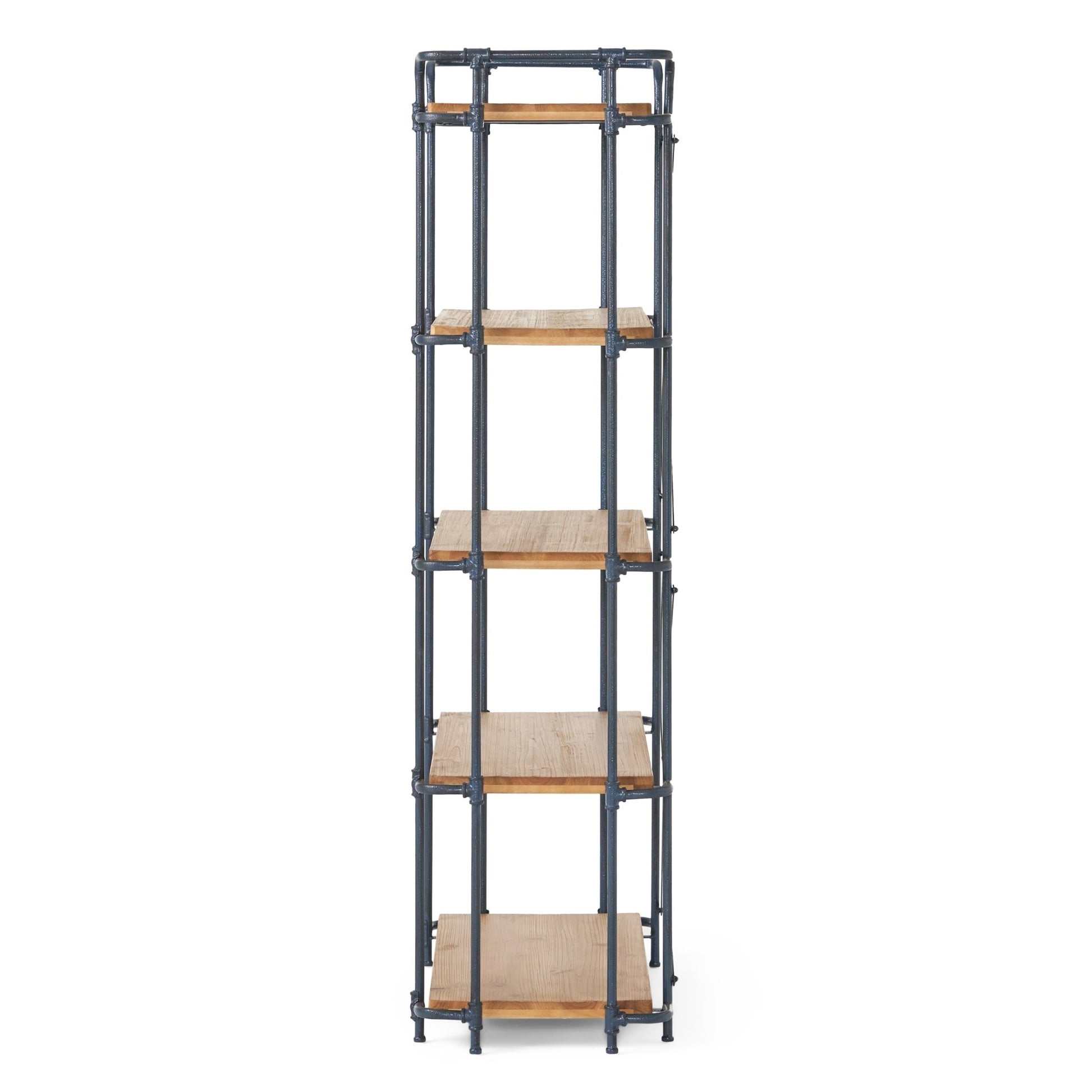 Yorktown Industrial 5 - Shelf Bookcase with Metal Pipework and Solid Fir in Natural Finish - 1st Choice Furniture Direct