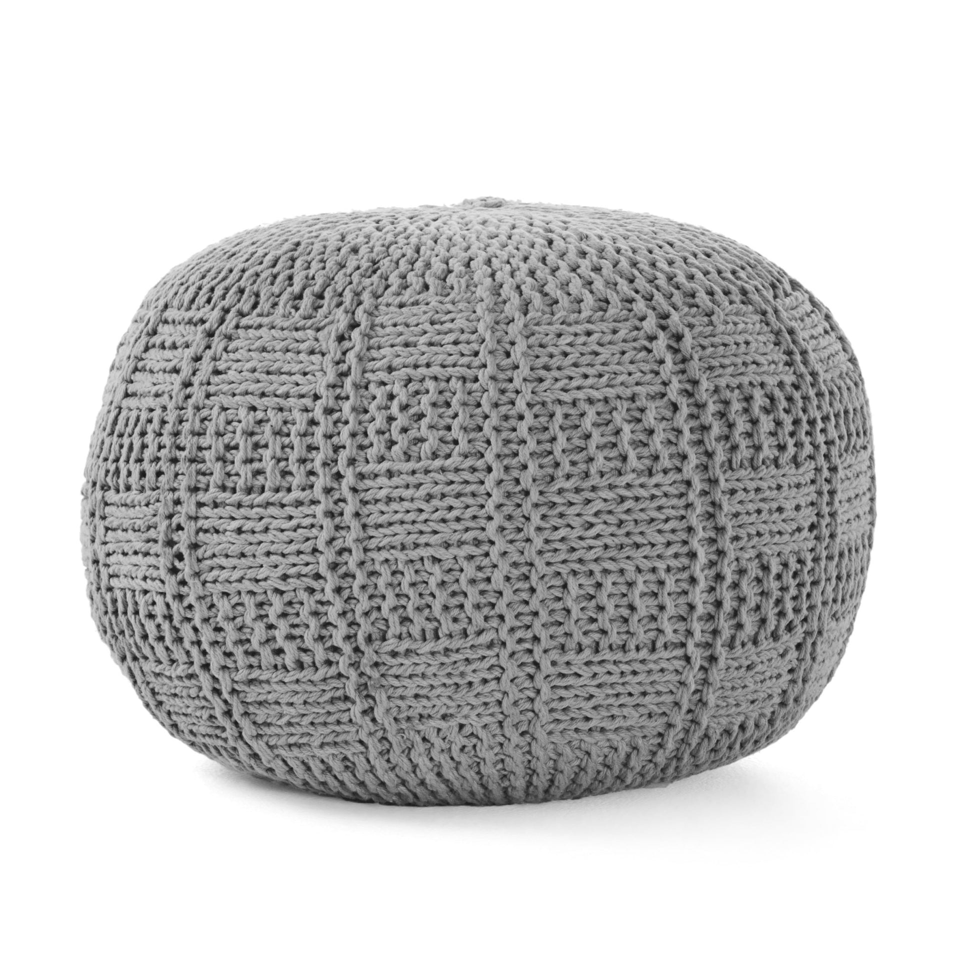 Yuny Knitted Cotton 20 x 20 Round Pouf - 1st Choice Furniture Direct