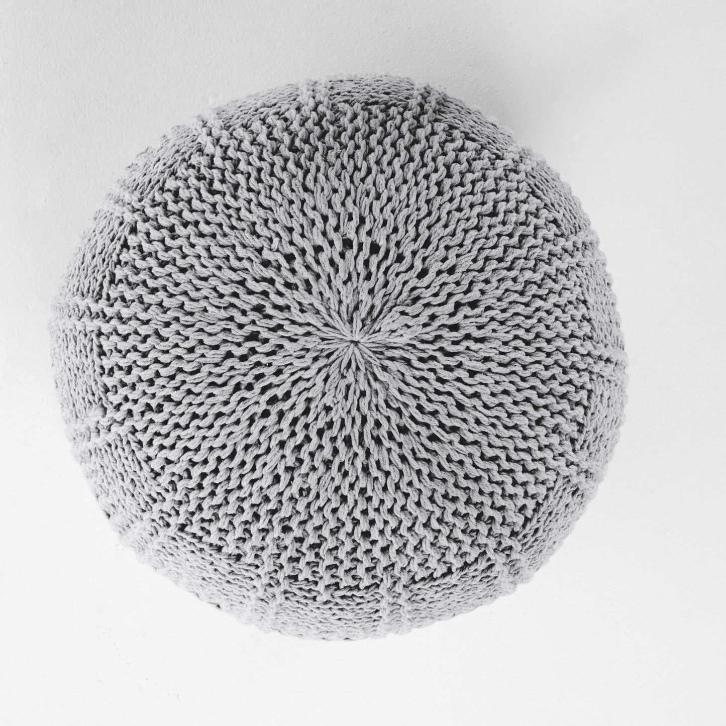 Yuny Knitted Cotton 20 x 20 Round Pouf - 1st Choice Furniture Direct