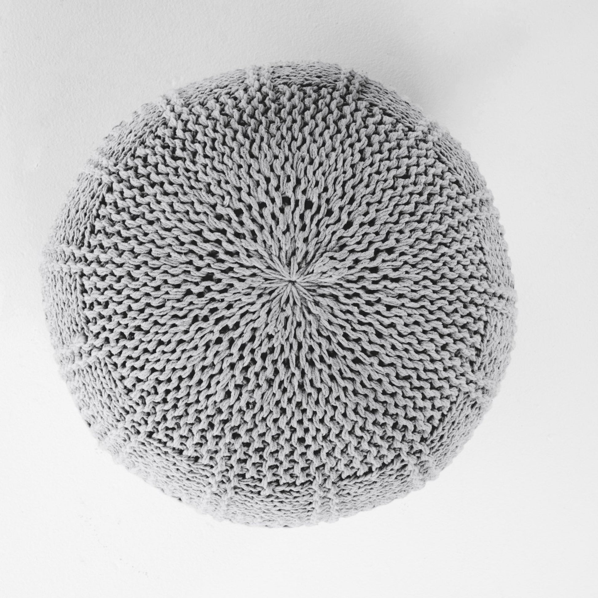 Yuny Knitted Cotton 20 x 20 Round Pouf - 1st Choice Furniture Direct