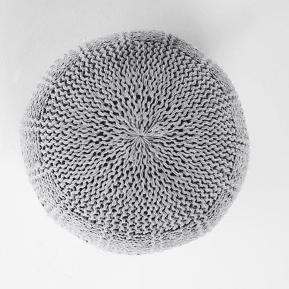 Yuny Knitted Cotton 20 x 20 Round Pouf - 1st Choice Furniture Direct