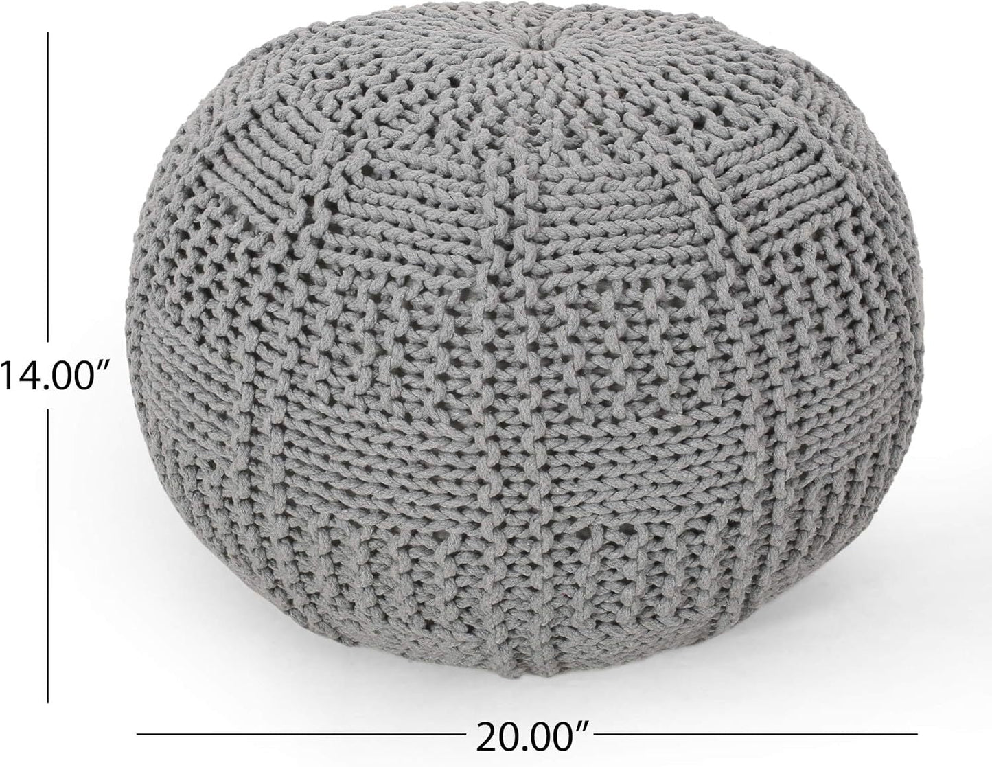 Yuny Knitted Cotton 20 x 20 Round Pouf - 1st Choice Furniture Direct