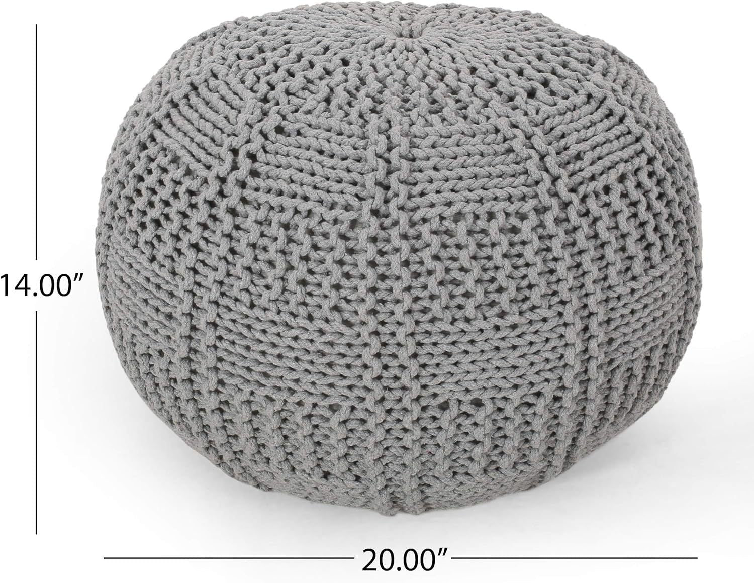 Yuny Knitted Cotton 20 x 20 Round Pouf - 1st Choice Furniture Direct