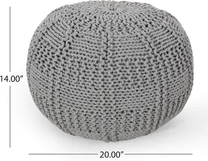Yuny Knitted Cotton 20 x 20 Round Pouf - 1st Choice Furniture Direct