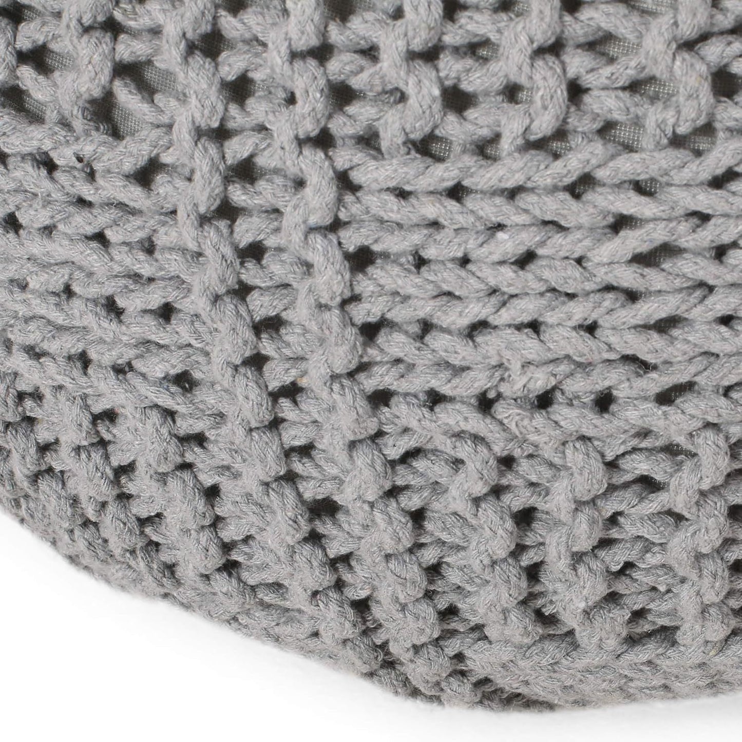 Yuny Knitted Cotton 20 x 20 Round Pouf - 1st Choice Furniture Direct