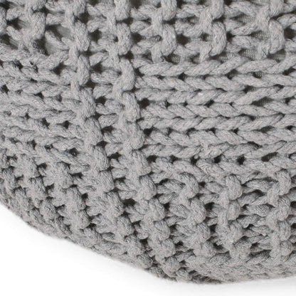 Yuny Knitted Cotton 20 x 20 Round Pouf - 1st Choice Furniture Direct