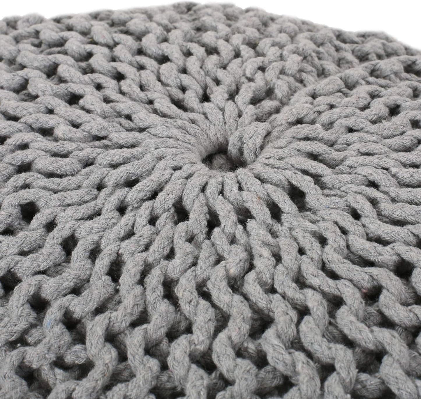 Yuny Knitted Cotton 20 x 20 Round Pouf - 1st Choice Furniture Direct