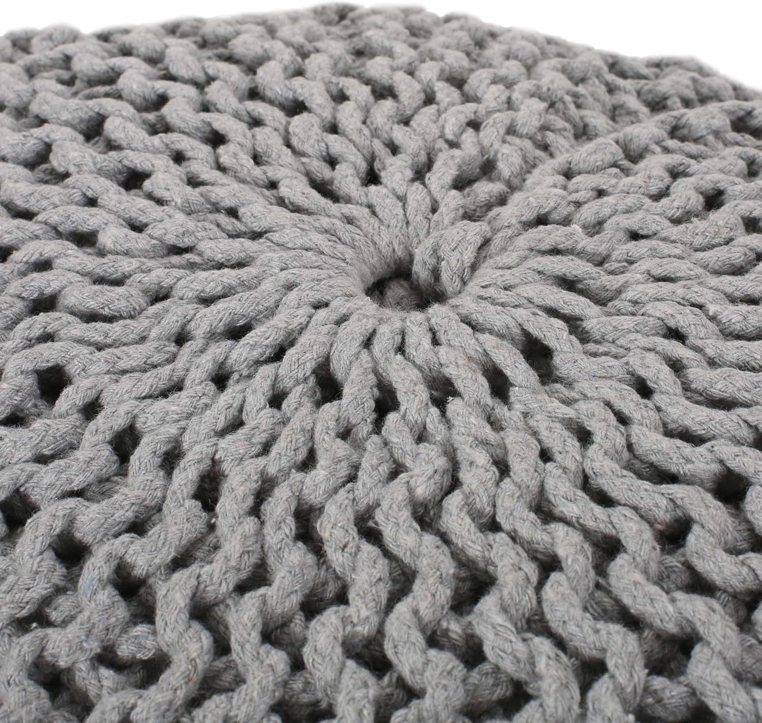 Yuny Knitted Cotton 20 x 20 Round Pouf - 1st Choice Furniture Direct