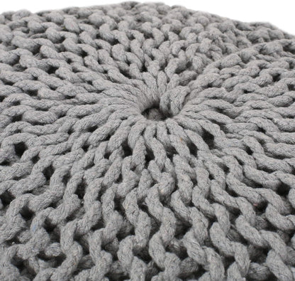 Yuny Knitted Cotton 20 x 20 Round Pouf - 1st Choice Furniture Direct
