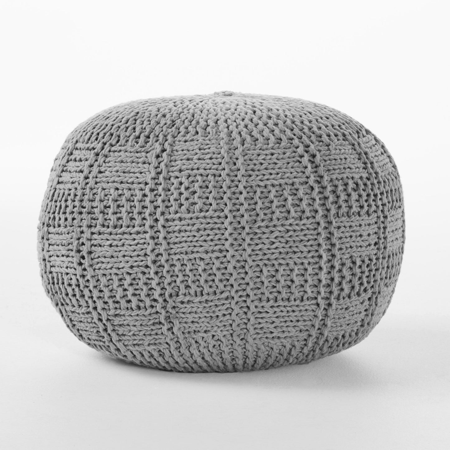 Yuny Knitted Cotton 20 x 20 Round Pouf - 1st Choice Furniture Direct