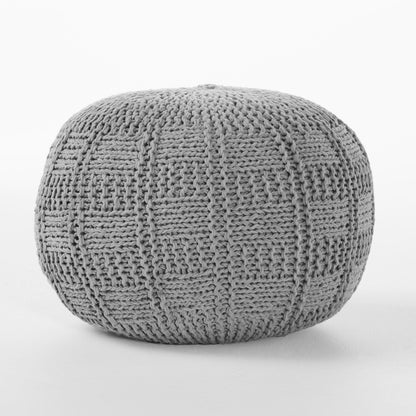 Yuny Knitted Cotton 20 x 20 Round Pouf - 1st Choice Furniture Direct