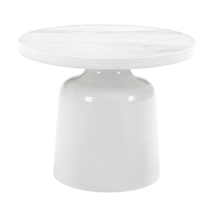 Zaid Engineering Marble & White High Gloss Finish End Table - 1st Choice Furniture Direct