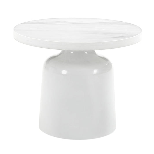 Zaid Engineering Marble & White High Gloss Finish End Table - 1st Choice Furniture Direct