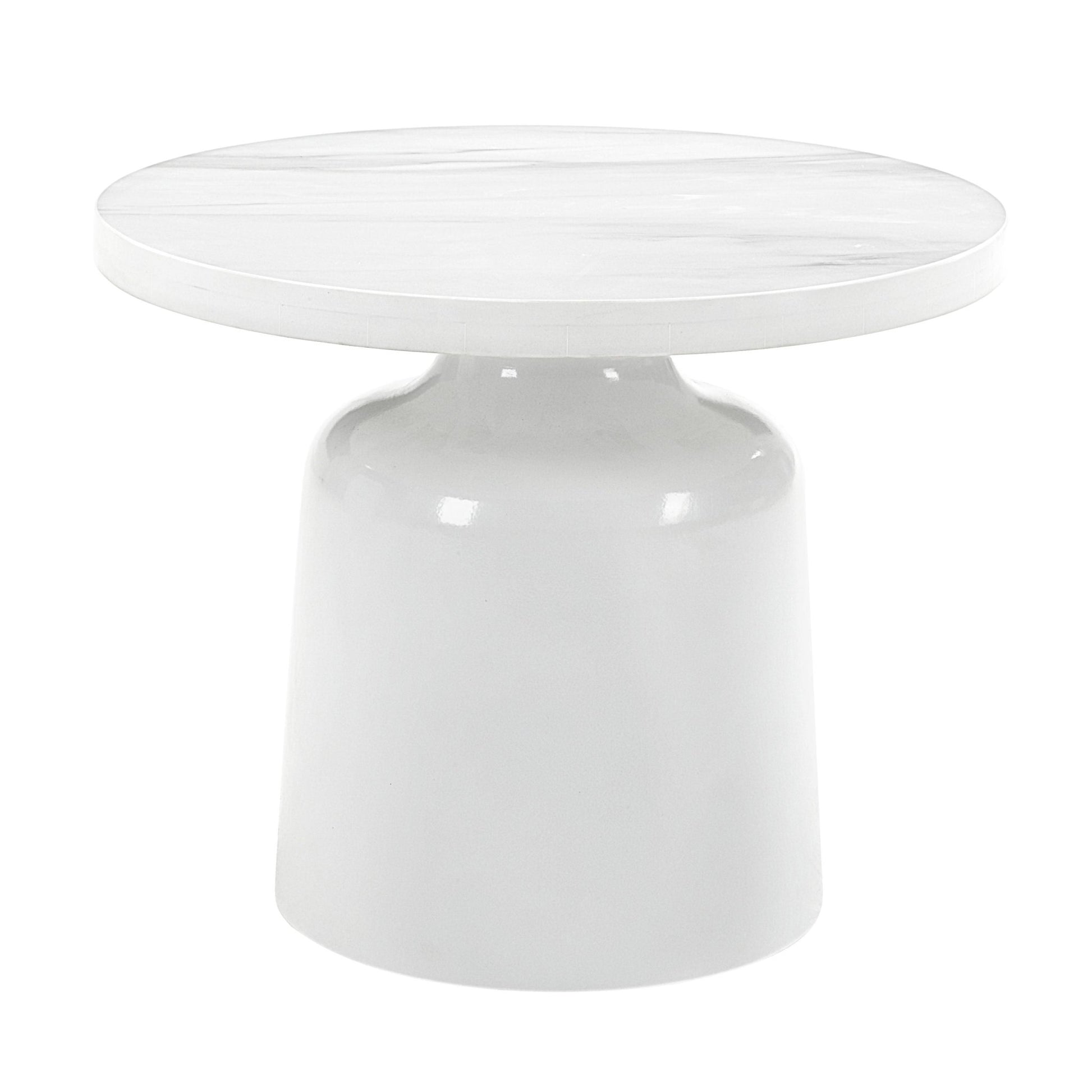 Zaid Engineering Marble & White High Gloss Finish End Table - 1st Choice Furniture Direct