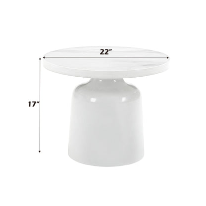 Zaid Engineering Marble & White High Gloss Finish End Table - 1st Choice Furniture Direct