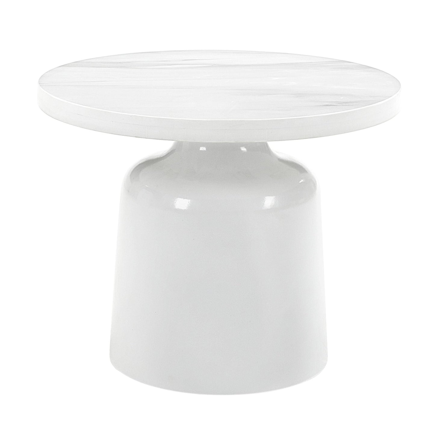 Zaid Engineering Marble & White High Gloss Finish End Table - 1st Choice Furniture Direct