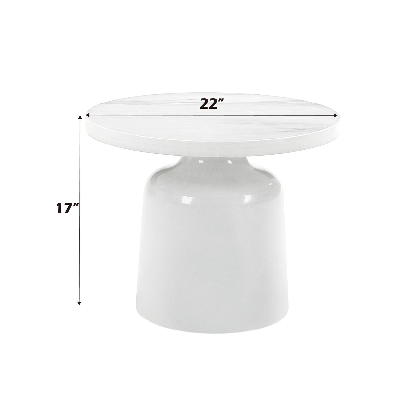 Zaid Engineering Marble & White High Gloss Finish End Table - 1st Choice Furniture Direct