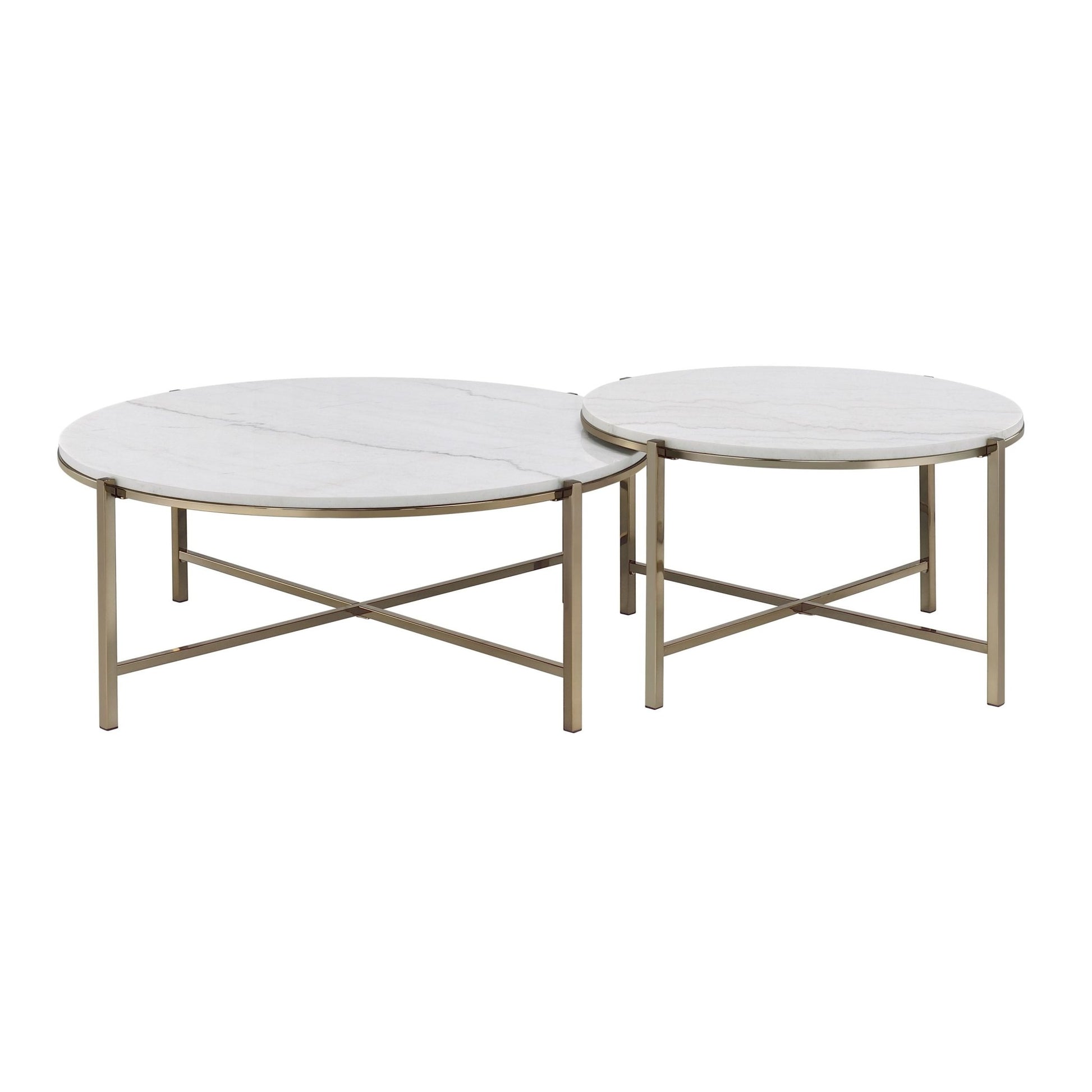 Zaidee Marble Top & Nickel Finish Nesting Table Set - 1st Choice Furniture Direct
