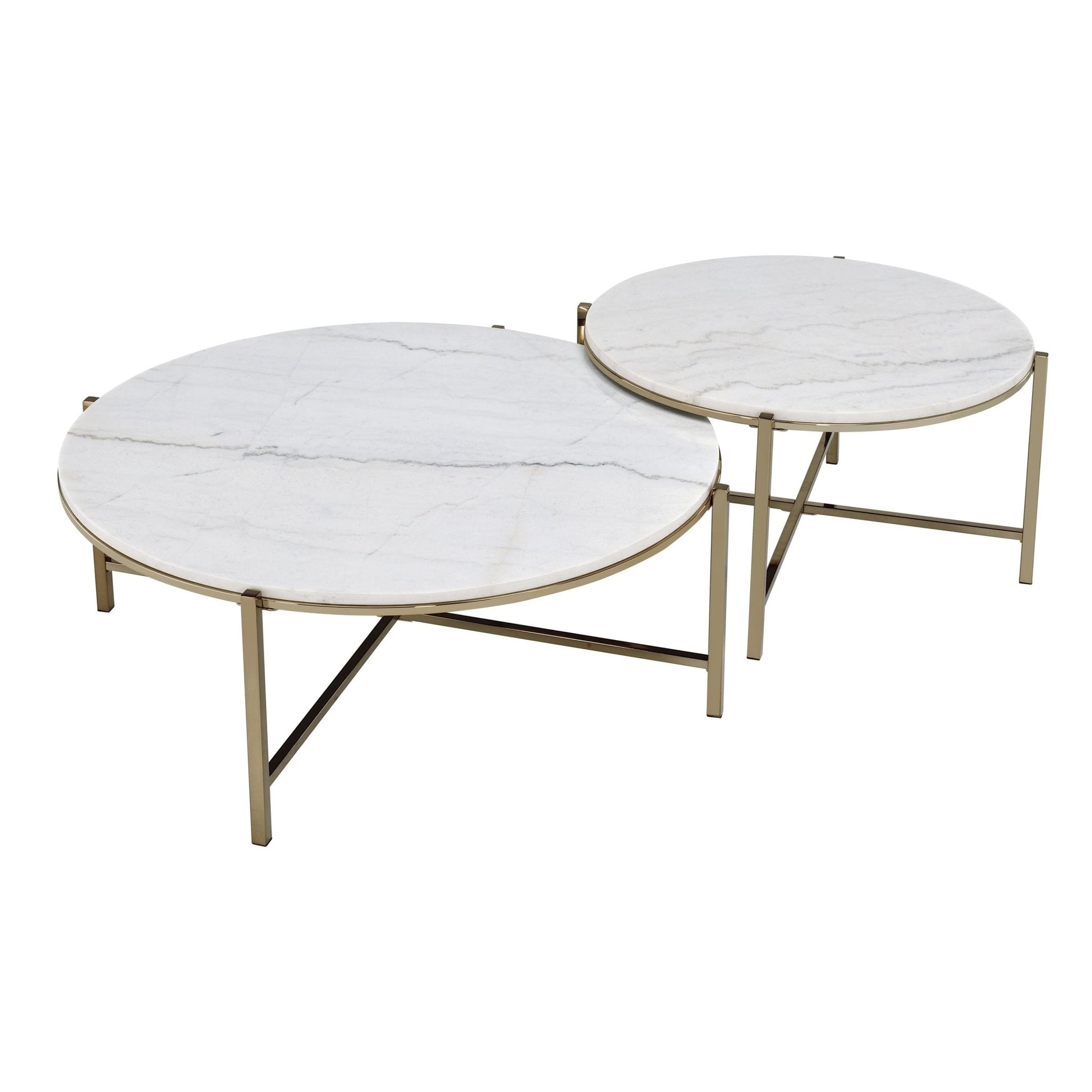 Zaidee Marble Top & Nickel Finish Nesting Table Set - 1st Choice Furniture Direct