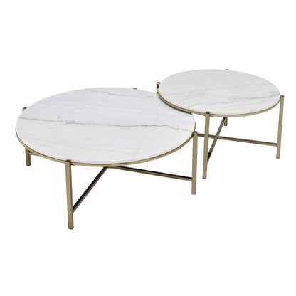 Zaidee Marble Top & Nickel Finish Nesting Table Set - 1st Choice Furniture Direct